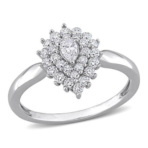 1/2 CTW Diamond Graduated Halo Ring 14k