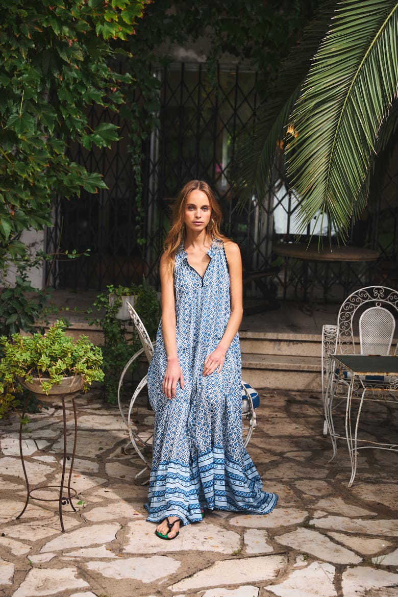 Sofia Maxi Dress, Alternate, color, Blue Florzinha