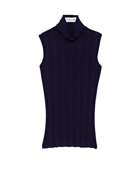 Romy Sleeveless Turtleneck in Merino Wool Rib