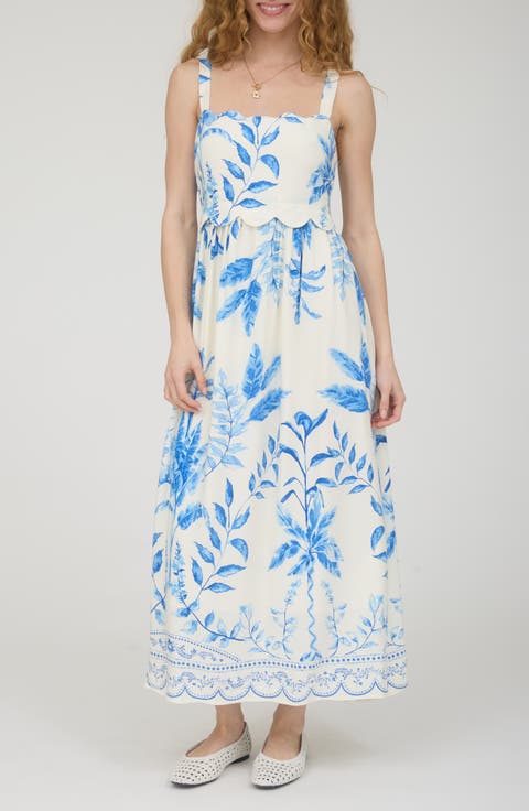 Scallop Trim Midi Dress