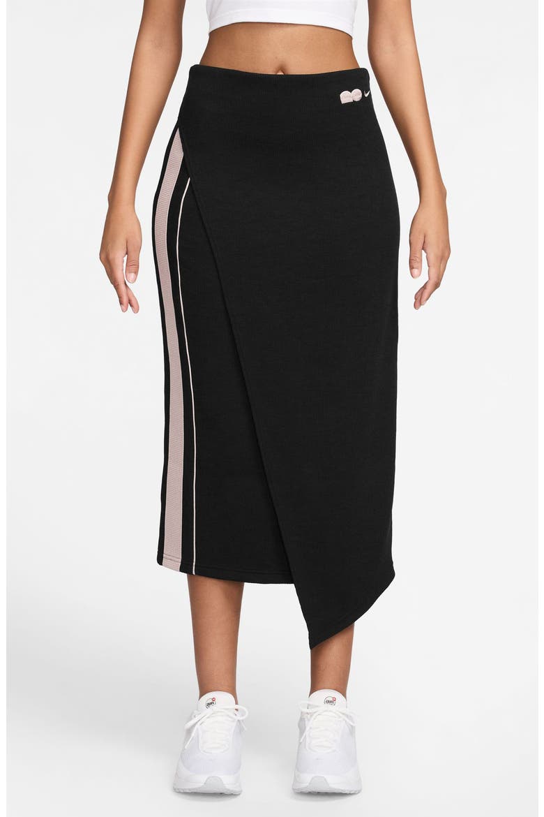 Sportswear High Waist Rib Midi Skirt, Main, color, BLACK/ RED/ MALT/ RED