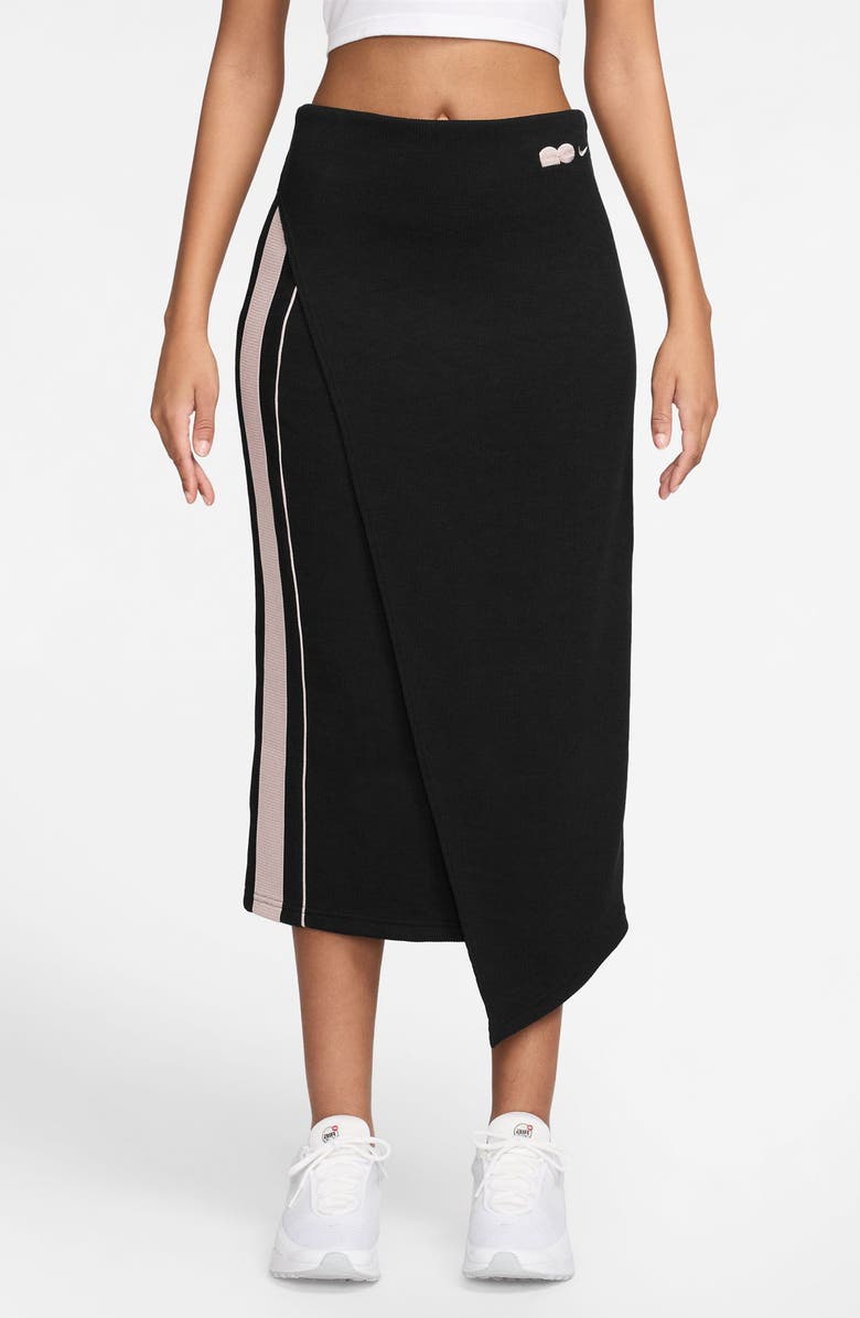 Nike Sportswear High Waist Rib Midi Skirt, Main, color, Black/ Red/ Malt/ Red