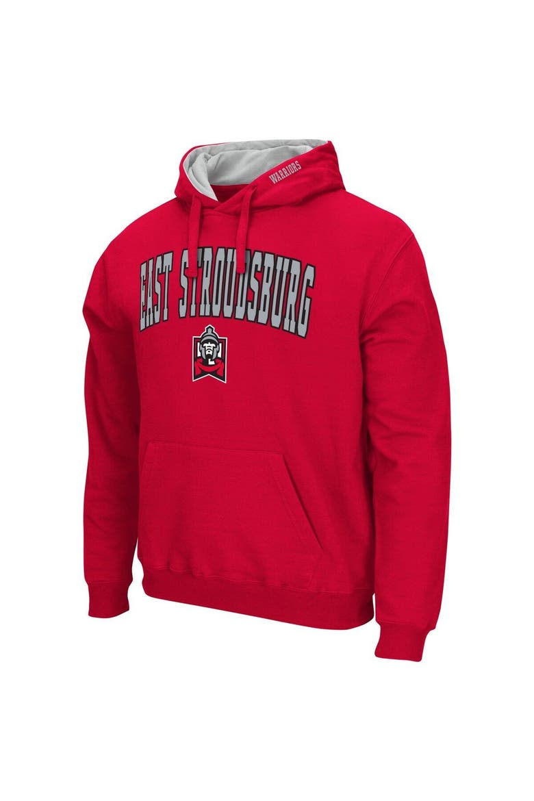Men's Colosseum Red East Stroudsburg Warriors Arch & Logo 3.0 Pullover Hoodie, Alternate, color, Red