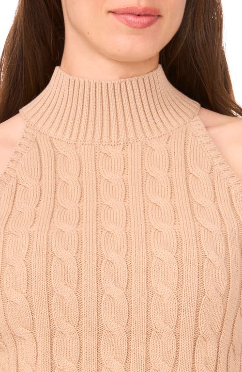 Halogenr Halogen(r) Turtleneck Cable Stitch Cotton Sweater Tank In Brown