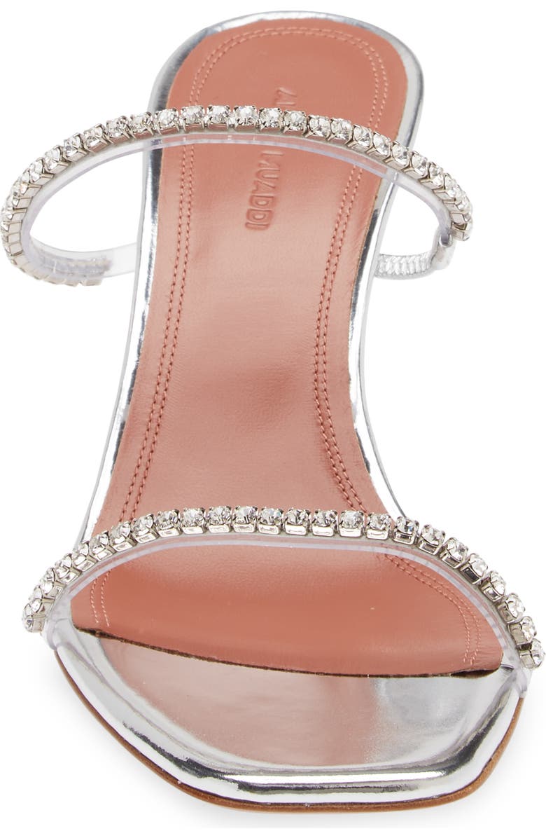 Amina Muaddi Gilda Crystal Strap Slide Sandal, Alternate, color, Silver/ Crystals
