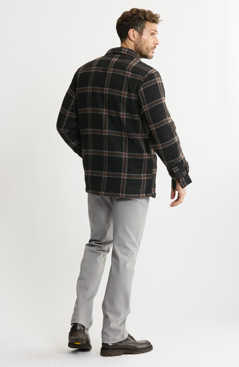 JACHS Plaid Shirt Jacket with Faux Fur Lining, Alternate, color, Black Plaid