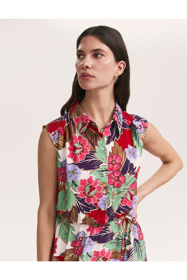 Alida Floral Midi Shirt Dress, Alternate, color, Red Floral
