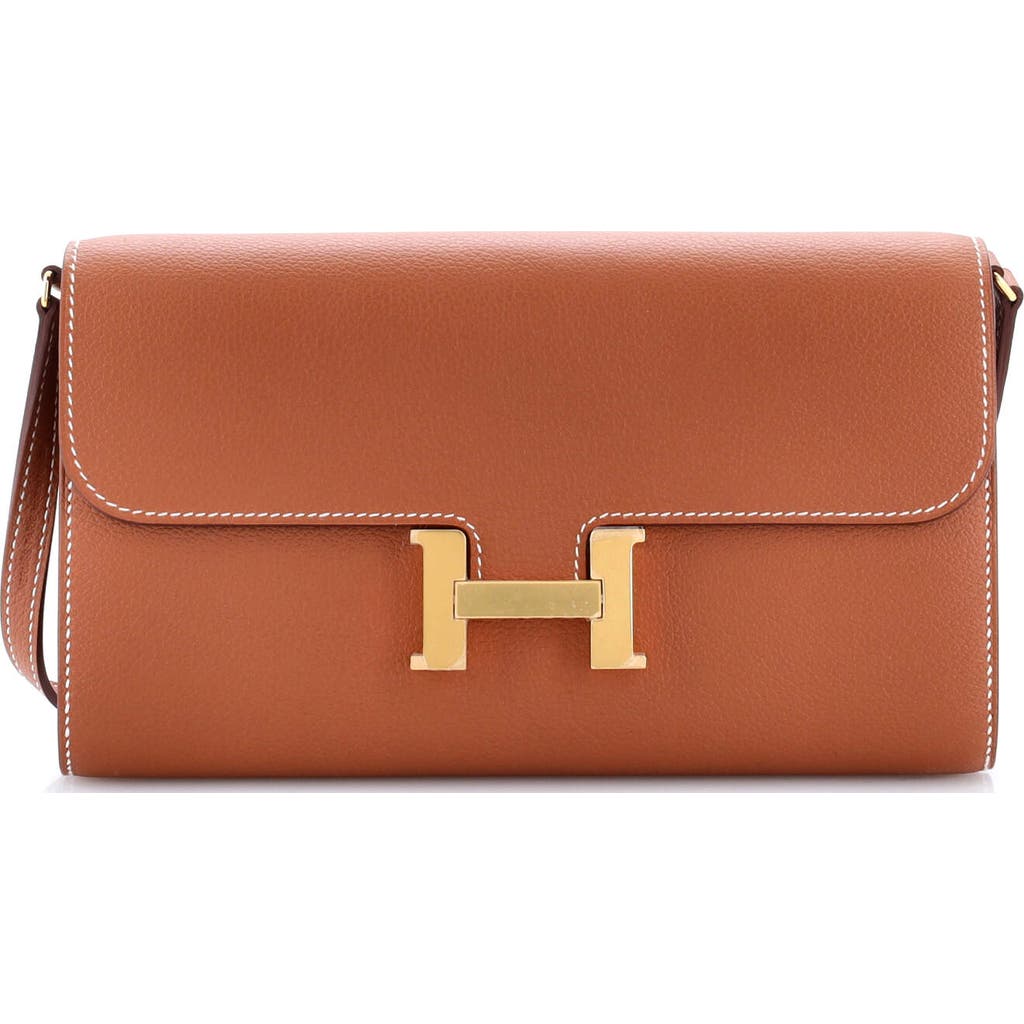 Pre-owned Hermes Hermes Constance To Go Wallet Evercolor In Brown