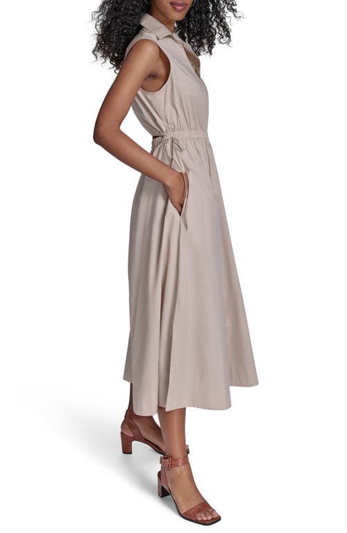 Shop Calvin Klein Cutout Cotton Maxi Dress In Khaki