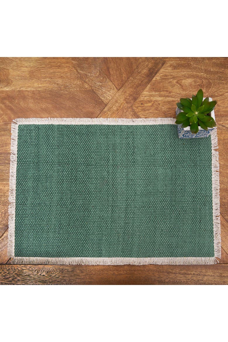Fringed Aspen Placemats Set of 6, 14" x 20", Alternate, color, Green