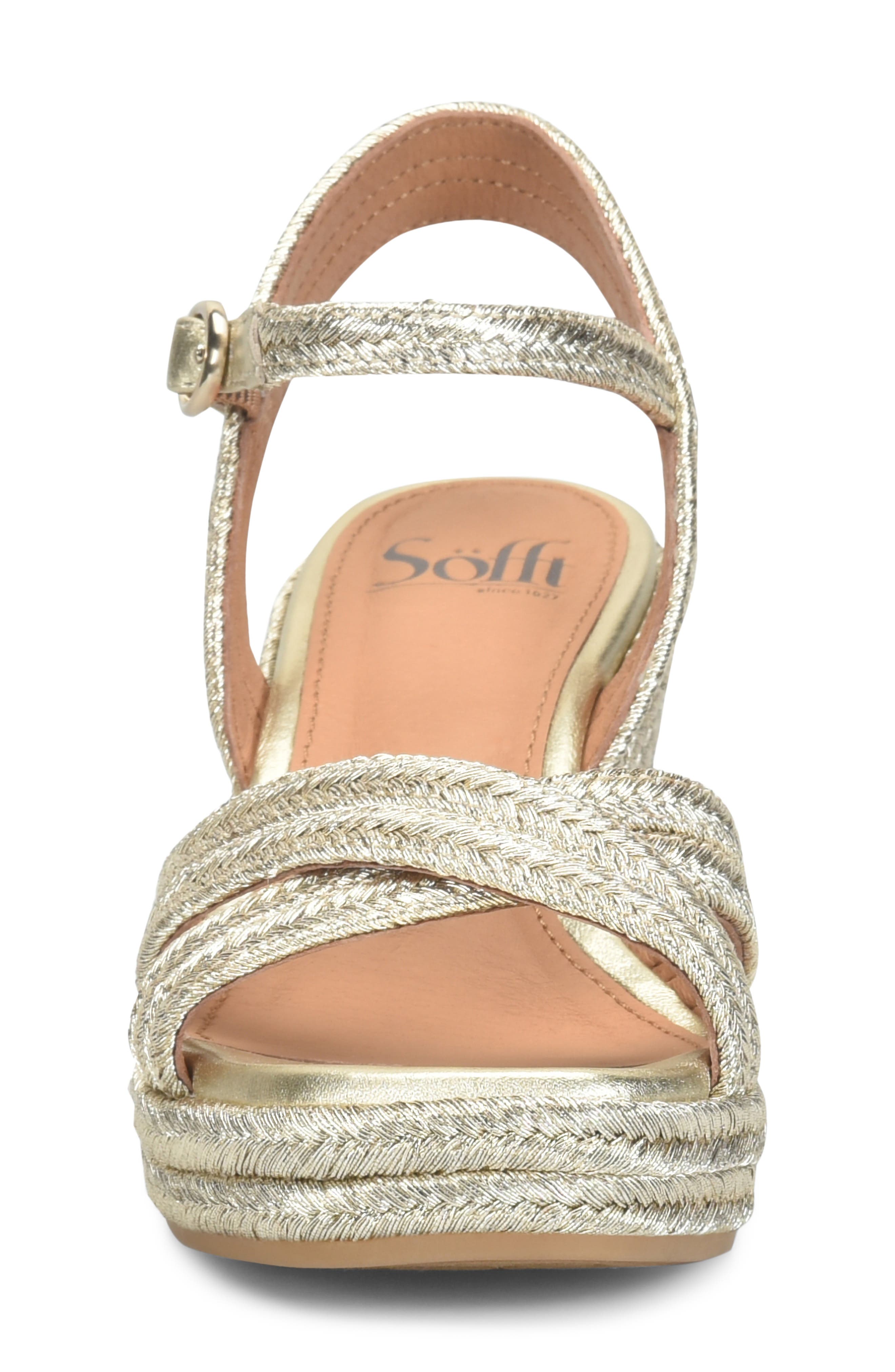 Söfft Newbury Espadrille Ankle Strap Platform Wedge Sandal, Alternate, color, Platino