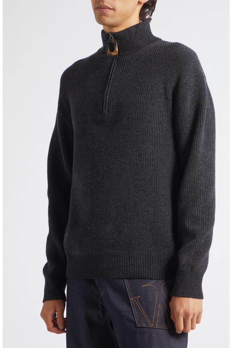 Ribbed Half Zip Sweater, Alternate, color, STEEL