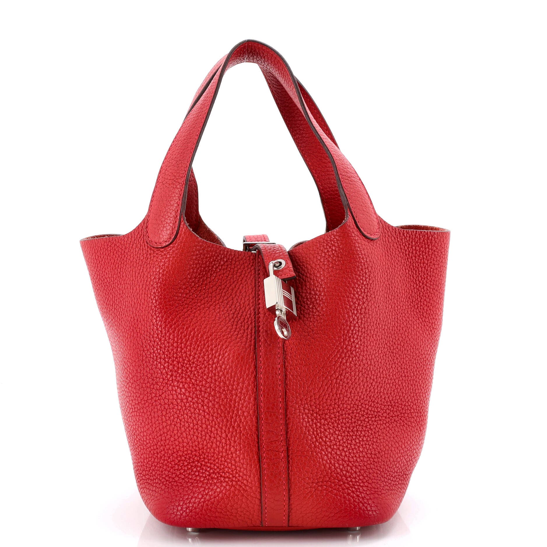 Pre-Owned Hermes Picotin Lock Bag Clemence PM, Main, color, Rouge Casaque