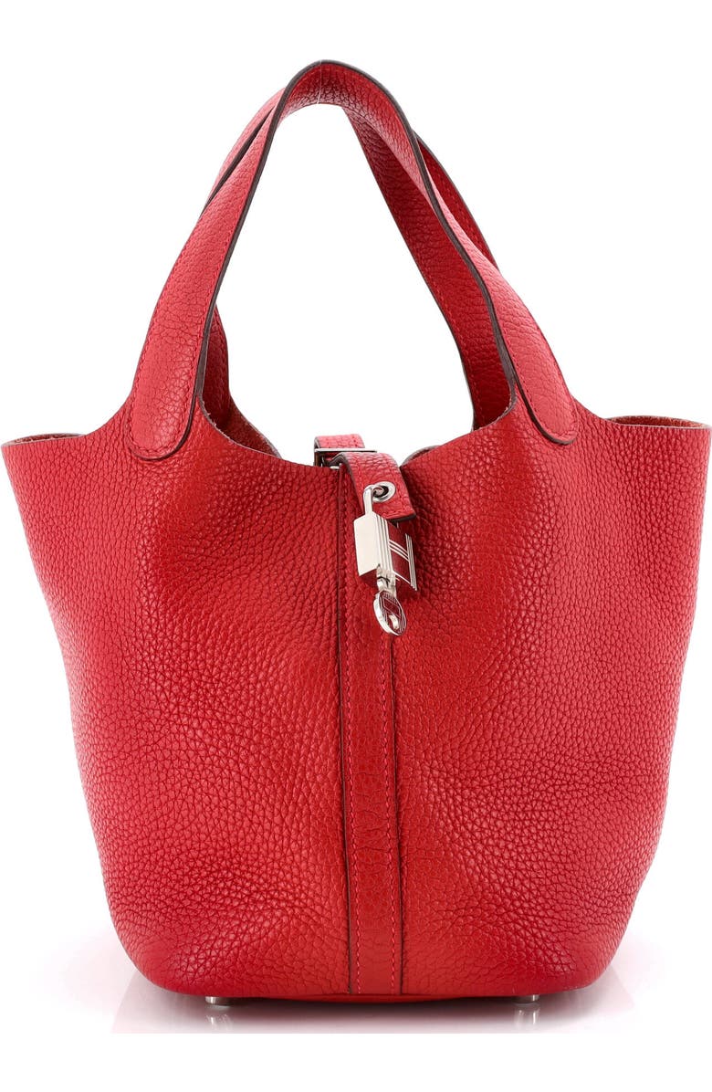 Pre-Owned Hermes Picotin Lock Bag Clemence PM, Main, color, Rouge Casaque