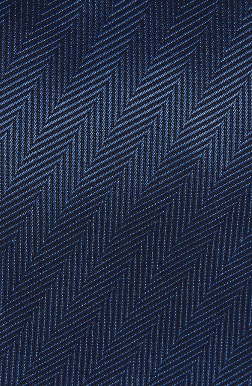 David Donahue Herringbone Silk Tie In Blue
