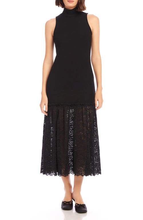 Fifteen Twenty Liana Mixed Media Sleeveless Rib & Lace Dress