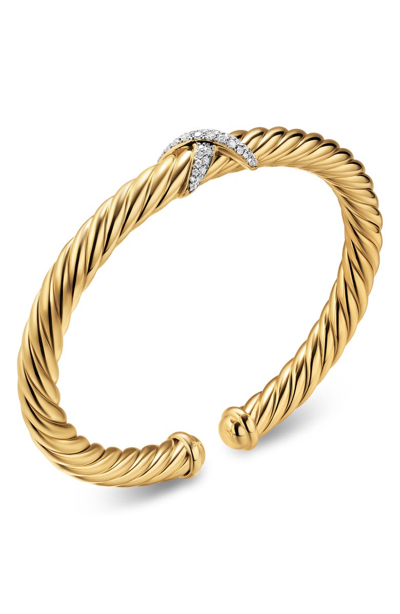 David Yurman Cablespira<sup>®</sup> Flex Diamond X Bracelet, 6mm, Alternate, color, Gold