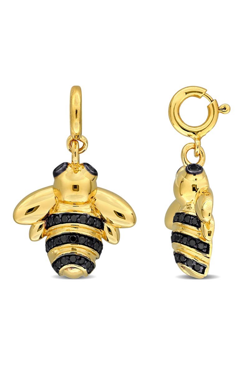 Black Diamond Bumblebee Drop Earrings, Main, color, GOLD