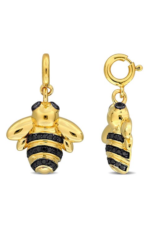 Black Diamond Bumblebee Drop Earrings