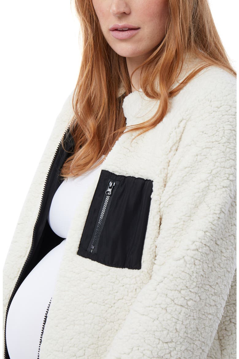 Ingrid & Isabel® Reversible Faux Shearling Maternity Jacket, Alternate, color, NATURAL BLACK