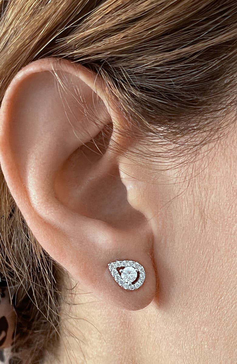 Adornia Layered Lariat Necklace, Evil Eye Bracelet & Halo Teardrop Stud Earrings, Alternate, color, Silver