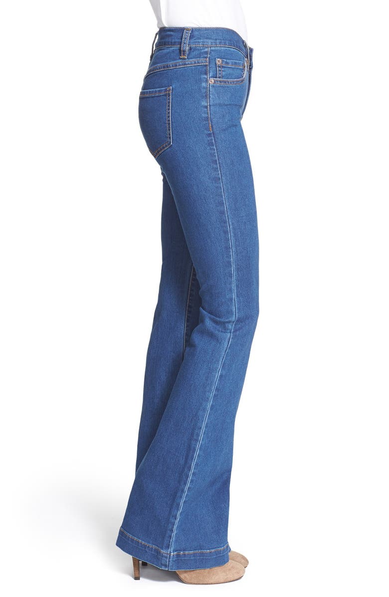 Free People Stretch Mid Rise Flare Jeans, Alternate, color, 