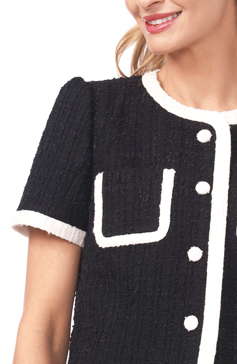 CeCe Short Sleeve Bouclé Crop Jacket, Alternate, color, Rich Black