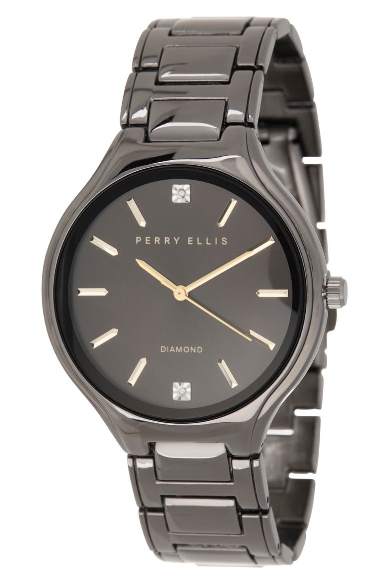 Gunmetal Diamond Accent Bracelet Strap Watch, 41mm, Main, color, GUNMETAL