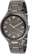 Perry Ellis Gunmetal Diamond Accent Bracelet Strap Watch, 41mm