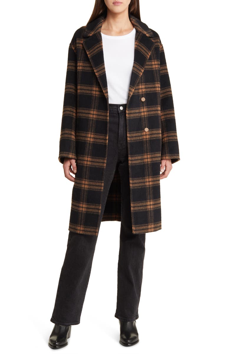 Rails Lore Plaid Wool Blend Coat, Alternate, color, Camel Jet