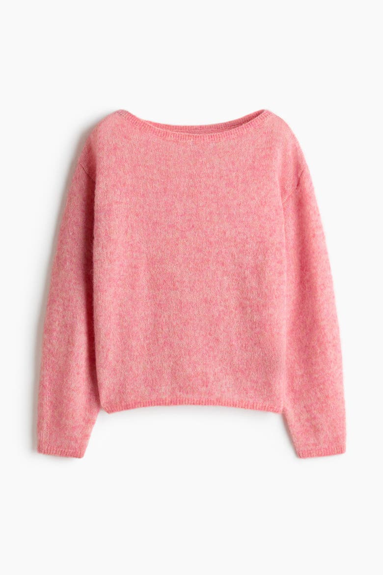 Boat-neck Fine-knit Sweater, Alternate, color, Pink
