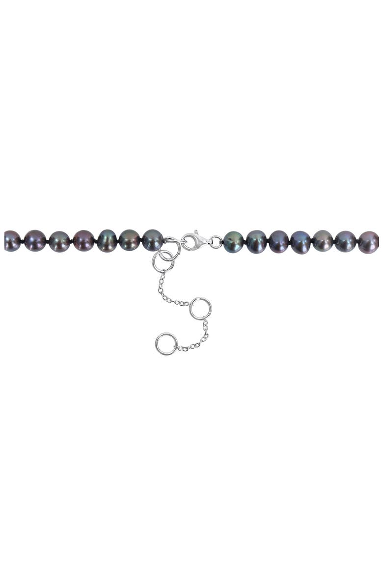 Men's Cultured Freshwater Pearl Black Diamond Crown Pendant Necklace - 0.36ct., Alternate, color, BLACK