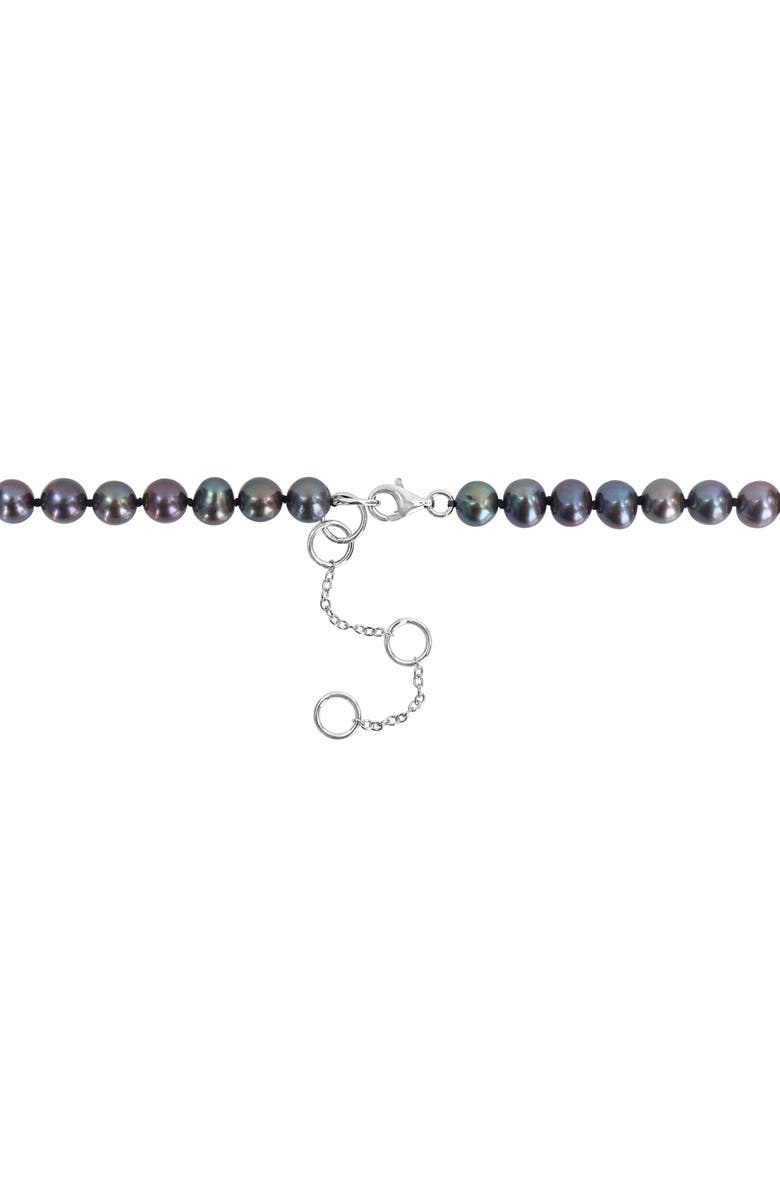 DELMAR Men's Cultured Freshwater Pearl Black Diamond Crown Pendant Necklace - 0.36ct., Alternate, color, Black