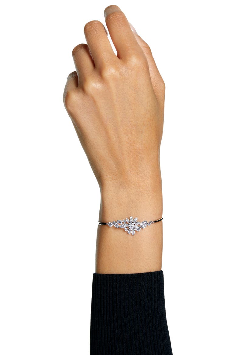Gema Crystal Flower Bangle Bracelet, Alternate, color, WHITE