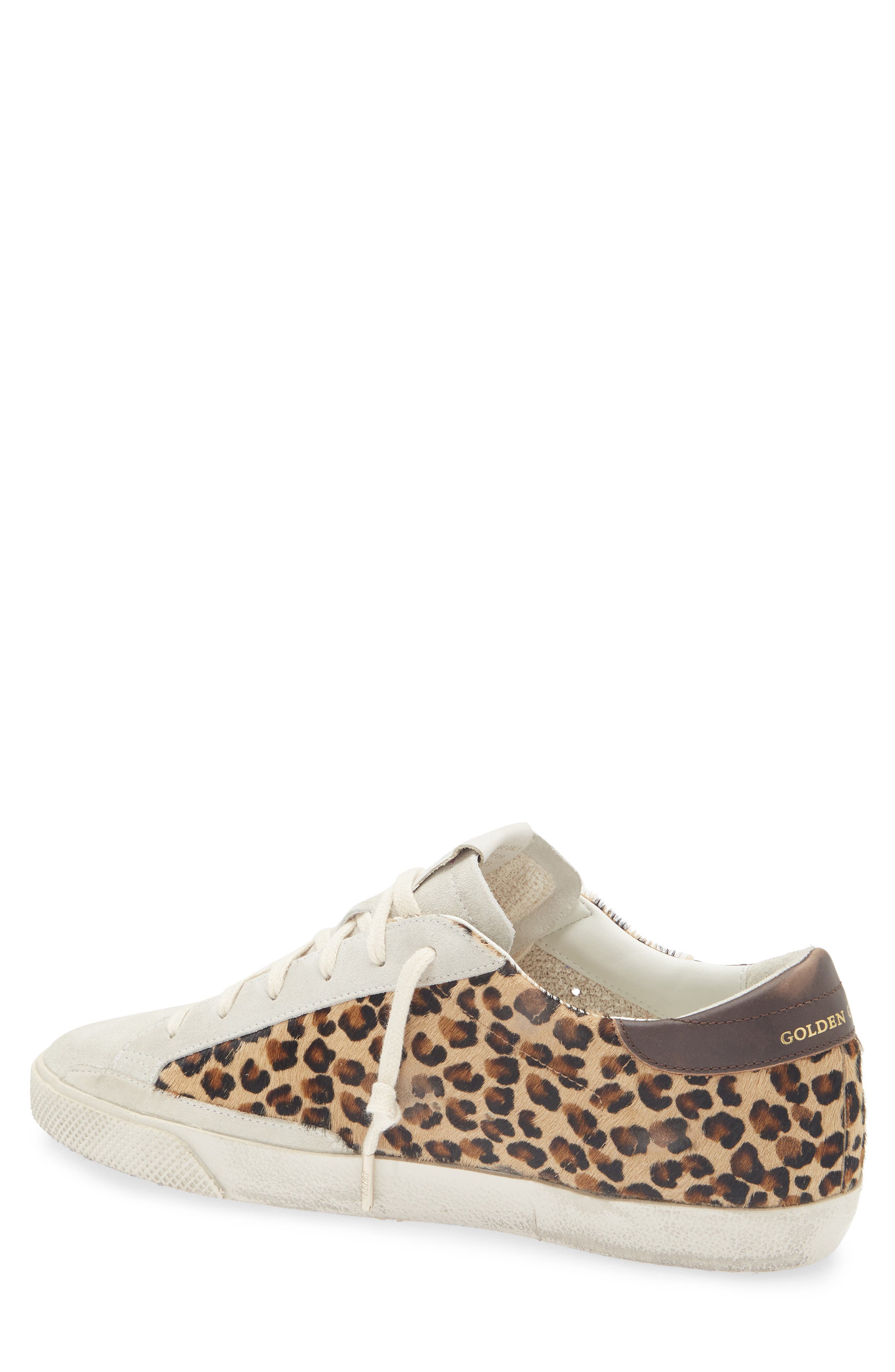 Golden Goose Super-Star Leopard Print Genuine Calf Hair Sneaker, Alternate, color, Beige Brown / Beige/ Red