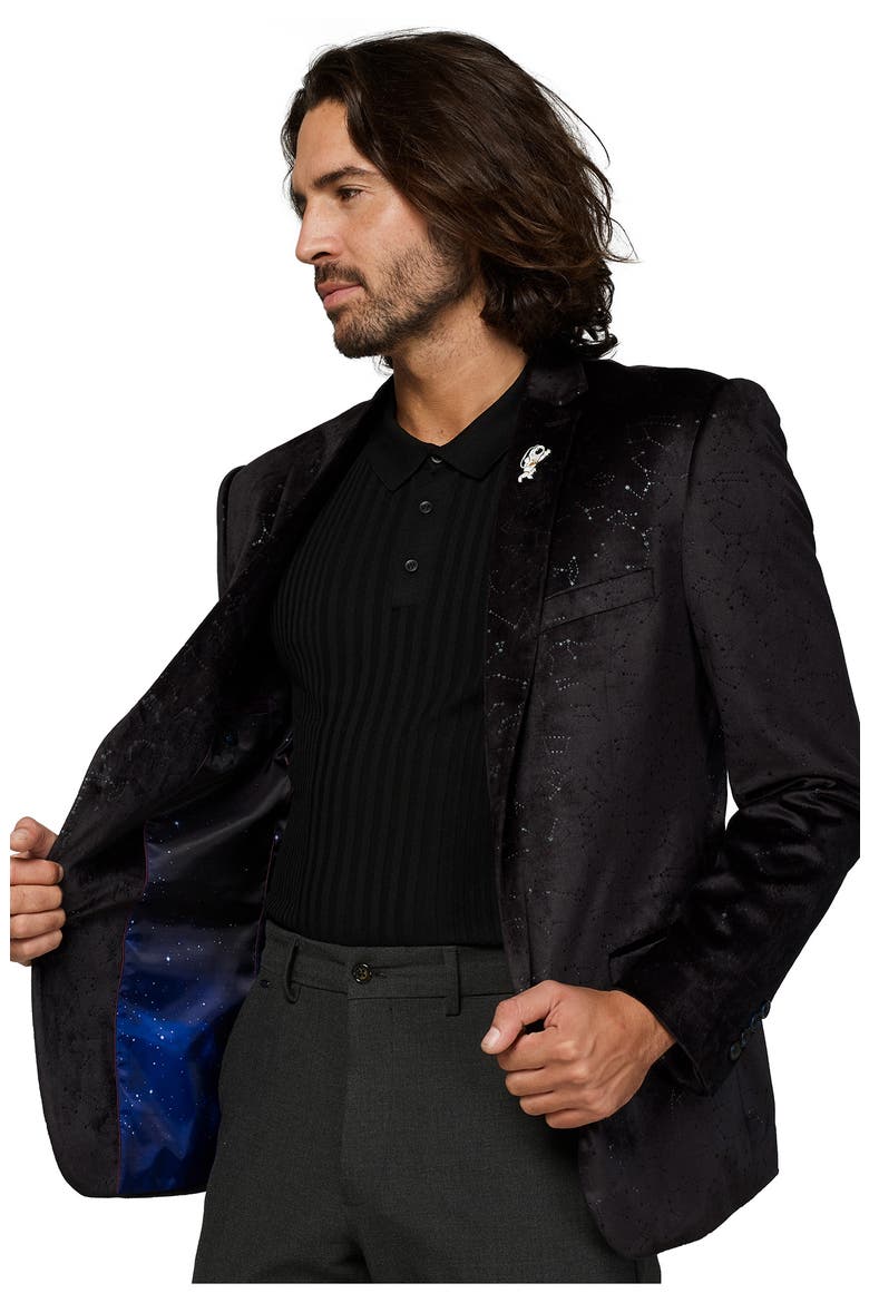 Deluxe Outer Space Velvet Sport Coat with Astronaut Pin, Alternate, color, BLACK