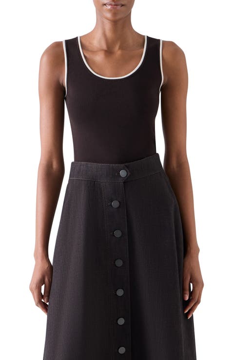 Tipped Merino Wool Sweater Tank