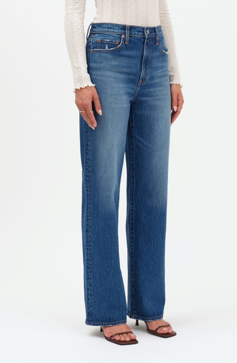 DAZE City Distressed High Waist Straight Leg Jeans, Alternate, color, Bright Blue