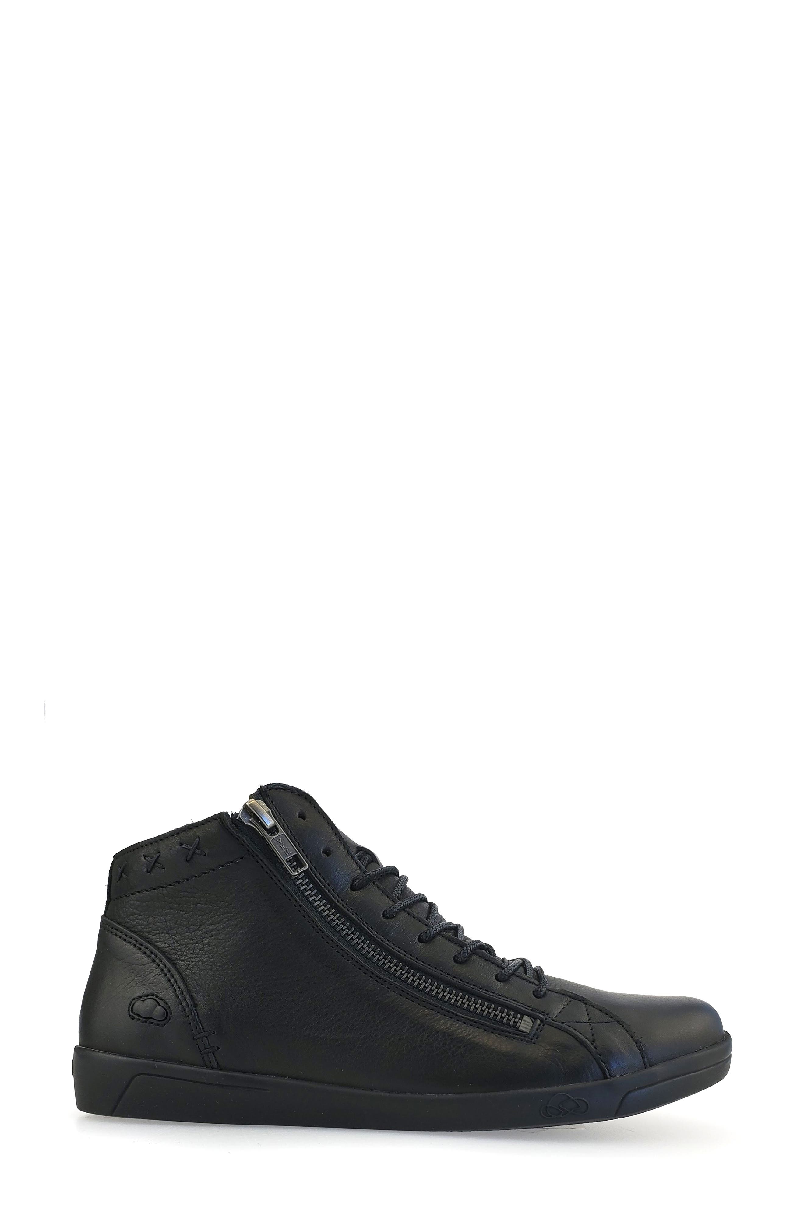 Aika High Top Sneaker, Alternate, color, ALL BLACK LEATHER