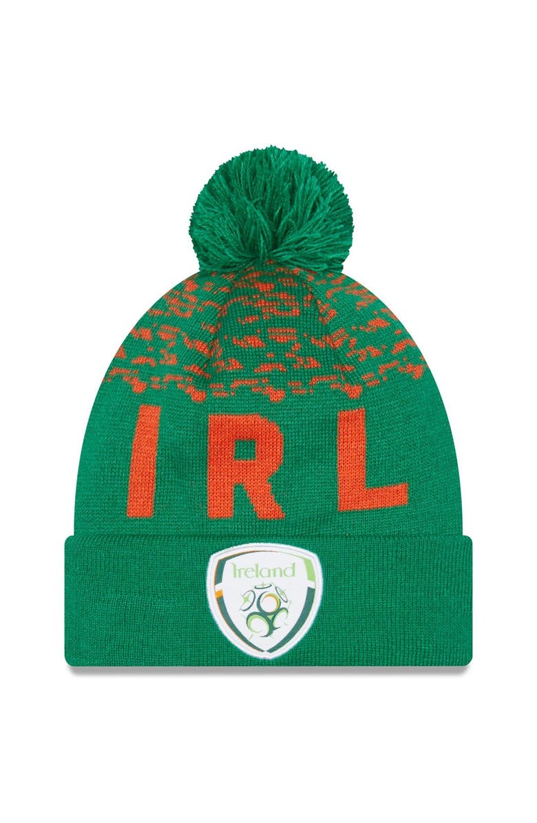 New Era Men's New Era Green Ireland National Team Marl Cuffed Knit Hat with Pom, Main, color, Green