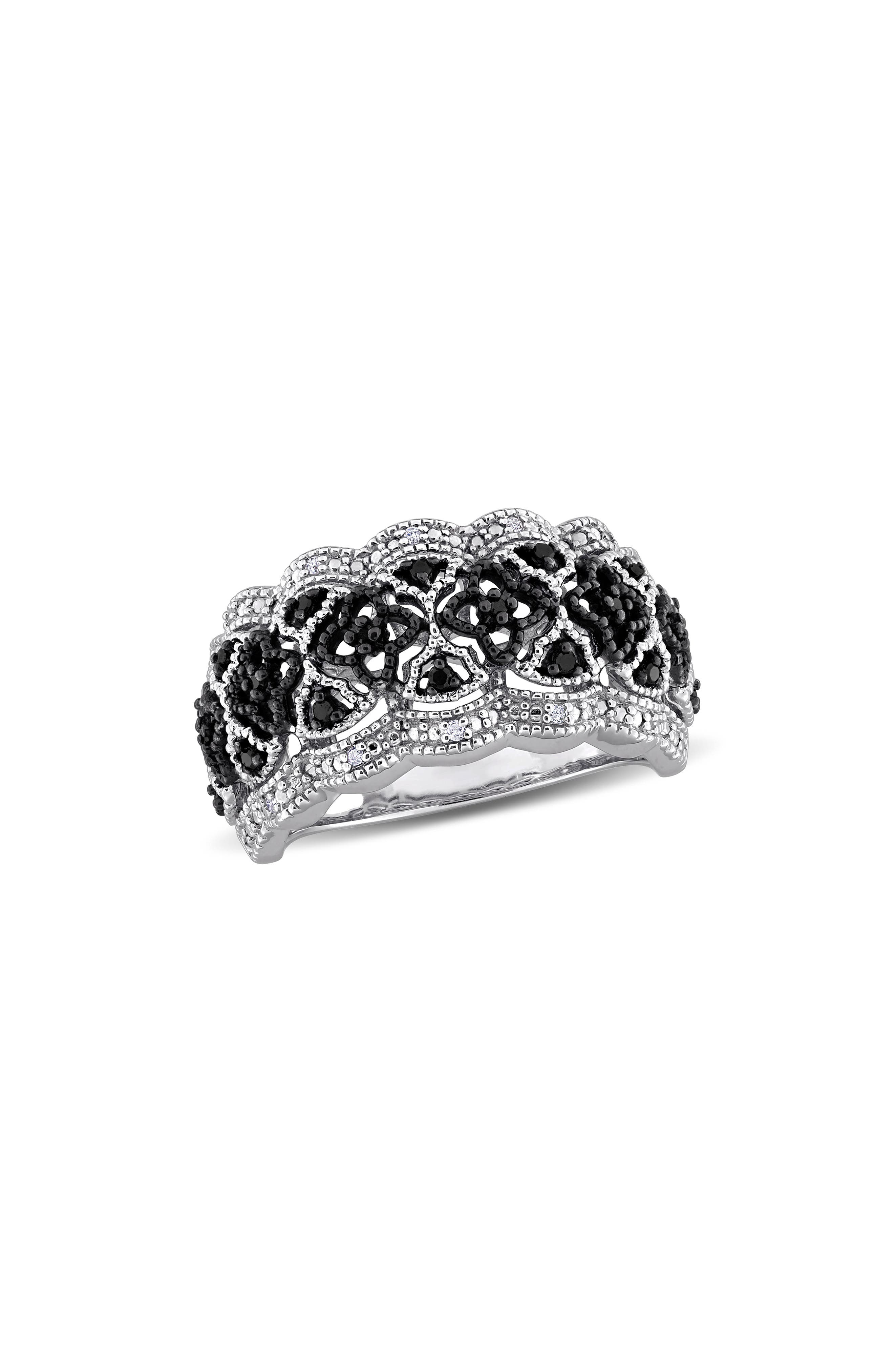 DELMAR Black & White Diamond Band Ring