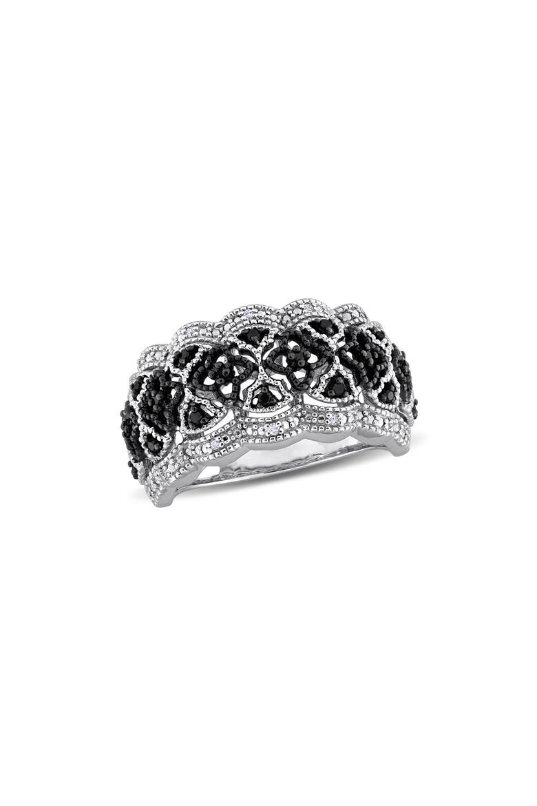 Black & White Diamond Band Ring, Main, color, BLACK