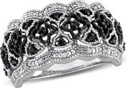 DELMAR Black & White Diamond Band Ring
