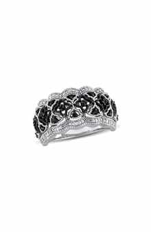 DELMAR Black & White Diamond Band Ring