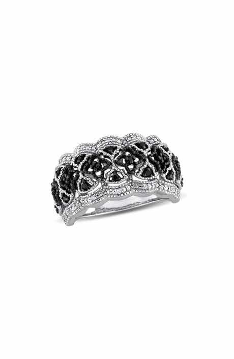 DELMAR Black & White Diamond Band Ring