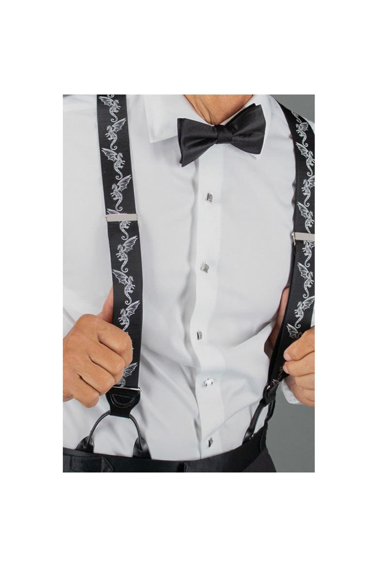 Guardian of Freedom  Dragon Silk Button End  Suspenders, Alternate, color, Black