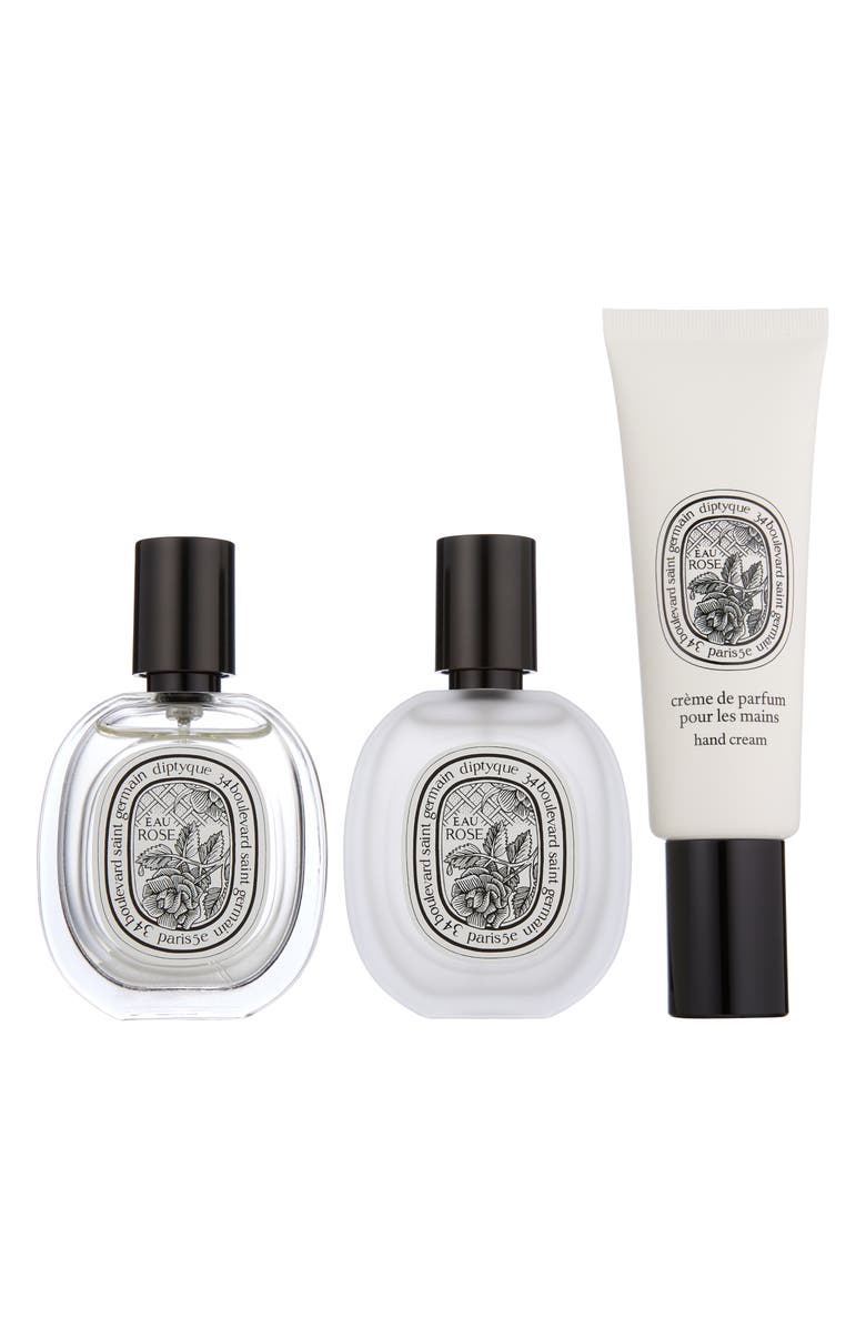 Diptyque Eau Rose Eau de Toilette, Hair Mist & Hand Cream Set $176 Value, Main, color,