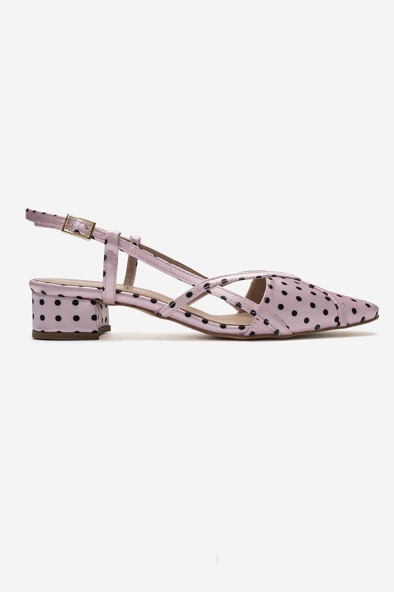 Olena Block Heel Slingback Pump, Alternate, color, Pink Black Polka Dot