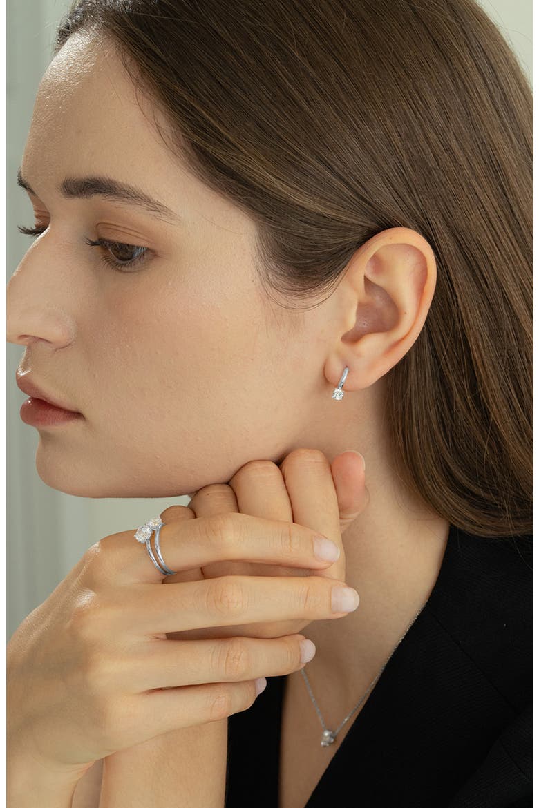 Sterling Silver 18k Gold Plated Anastasia Huggies Delicate Minimal, Alternate, color, Silver