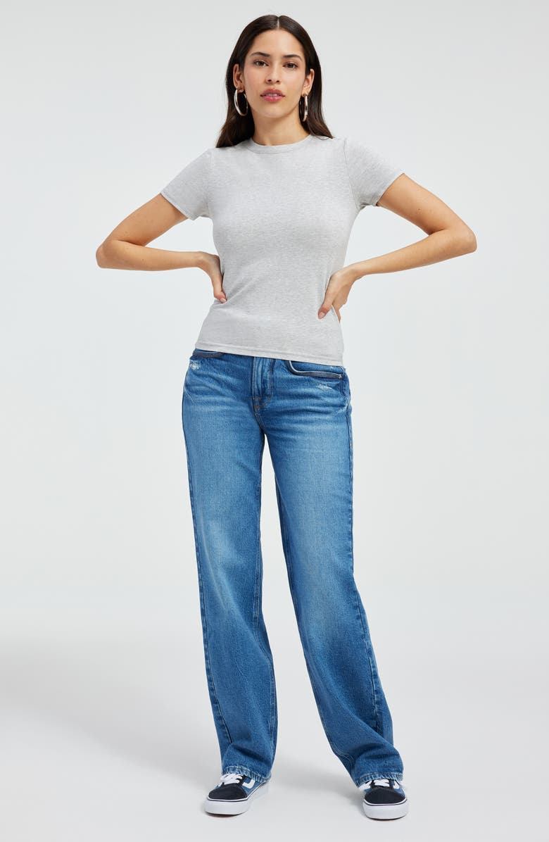 Good American Stretch Cotton Baby Tee, Alternate, color, Heather Grey